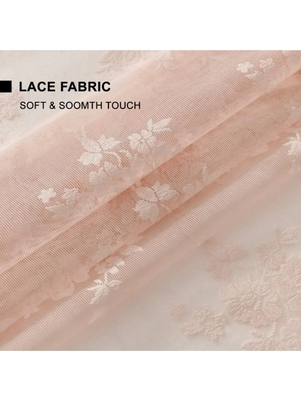 Pink Lace Curtains for Bedroom - Floral Knitted Sheer Drapes, 84
